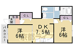 ウエストヒル・ウイズ 2DKの間取図画像
