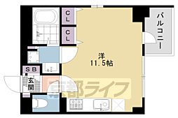 Calm姉小路通 ワンルームの間取図画像