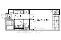 パレス山科西野 1Kの間取図画像
