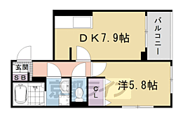 ヒカルサ京都梅津 1DKの間取図画像