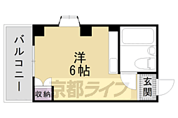 シャトー神宮道 ワンルームの間取図画像