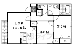 リビングタウン湖都が丘C棟 2LDKの間取図画像