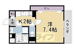 Alpha鴨川(アルファ鴨川) 1Kの間取図画像