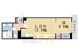 カーサ・フェリーチェ丸太町 1LDKの間取図画像