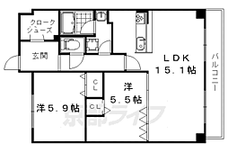 ディアコート葛野三条 2LDKの間取図画像