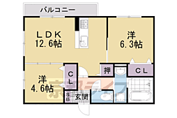 GRAMM深草North(グラーム深草ノース) 2LDKの間取図画像