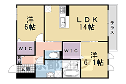 セジュールオッツGT長岡京 2LDKの間取図画像