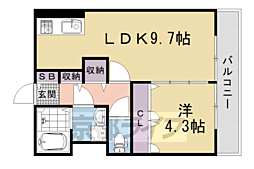 グランエミシス等持院 1LDKの間取図画像
