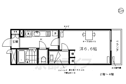 レオパレスプリオール東山2 1Kの間取図画像