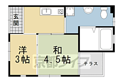 バリアフリーハウス北大路 2Kの間取図画像