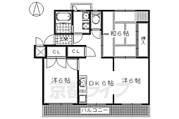 京都府住宅供給公社円明寺ケ丘団地M棟 3DKの間取図画像