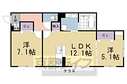 メゾンリーフ 2LDKの間取図画像