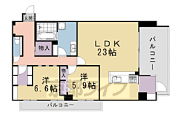 ユニーブル京都紫野 2LDKの間取図画像