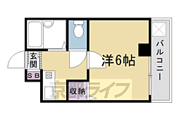 エリーフラッツ 1Kの間取図画像