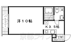 ハクユウ宮川 1Kの間取図画像