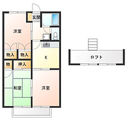 コスモハイツ2 3Kの間取図画像