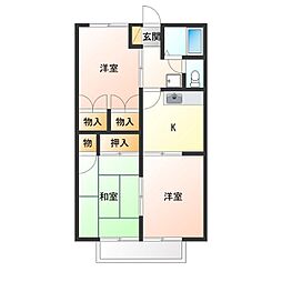 コスモハイツ2 3Kの間取図画像