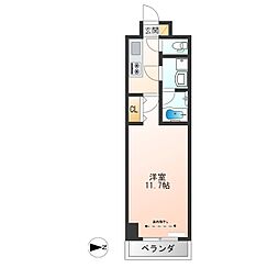サンライズ宇都宮 9階1Kの間取り