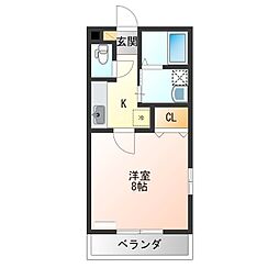 リバティ　C 1階1Kの間取り