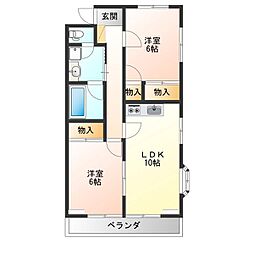 エル・ミオーレ 2LDKの間取図画像