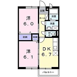 ファミリーハウス小平 2DKの間取図画像