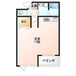 ビオス竹林 ワンルームの間取図画像