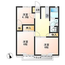 サンロイヤル2 3Kの間取図画像