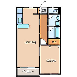 カーサ・デル・リーゾ 1LDKの間取図画像