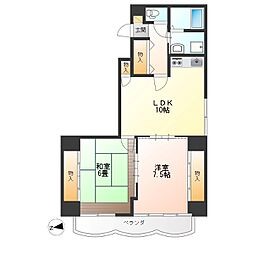 アーバンシェルA館 2LDKの間取図画像