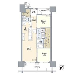 サーパス宇都宮一番町セントマークス 2LDKの間取図画像