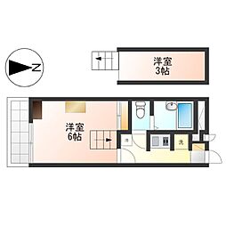 宇都宮五代レジデンス 1Kの間取図画像