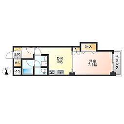 大光ビルブラン・ルージュ元今泉 1DKの間取図画像