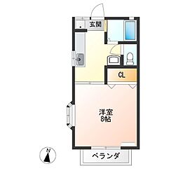 清原台ハイツ 1Kの間取図画像
