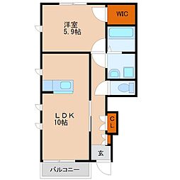 エルヴィータαA棟 1LDKの間取図画像