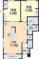 Tiara(ティアラ) 2LDKの間取図画像