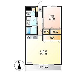 メゾンソレール 1LDKの間取図画像