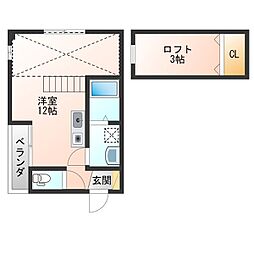 プラムハイツ ワンルームの間取図画像