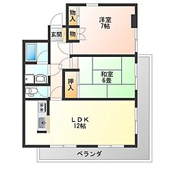 江戸屋ハイツ 2LDKの間取図画像