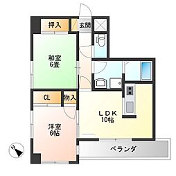 江戸屋ハイツ 2LDKの間取図画像