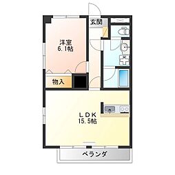 ベリエ京町 1LDKの間取図画像
