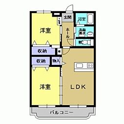 ミリオンフィールド 2LDKの間取図画像