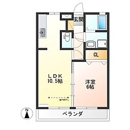 プランドール 1LDKの間取図画像