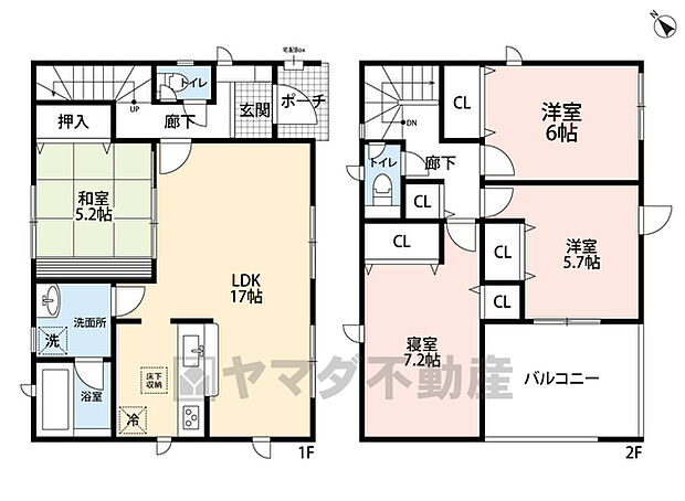 1階に洋風の和室がある使い勝手の良い間取りです。お部屋のように広いバルコニーも魅力的です＾＾