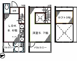 ラグゼナ東高円寺 3階1LDKの間取り