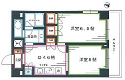 ルーブル中野沼袋弐番館 8階2DKの間取り
