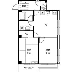 モンシャトー高円寺 3階2DKの間取り