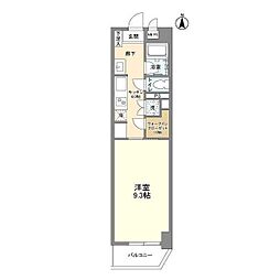 グレイスビル 5階1Kの間取り