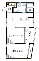 ロシェ 2階1LDKの間取り
