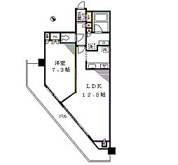 ユニゾンタワー 15階1LDKの間取り