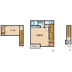 フェリオ鷺宮 2階ワンルームの間取り